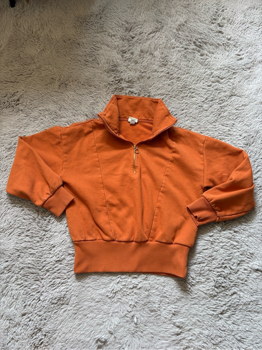 A New Day Cropped Half-Zip Pullover Sweater in Burnt Orange Small